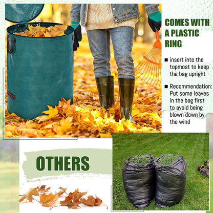 10 Pcs 106 Gallons Yard Waste Bags with Lid and 4 Pairs Gardening Coated Gloves Leaf Bags (h30" x