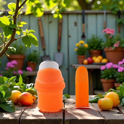 1Set Orange Gardening Silicone Thumb Knife with Finger Cots Thumb Knife Picker for Fruits