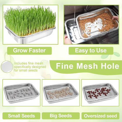 Stainless Steel Sprouts Growing Kit 2-Tier 12.4 inch Trays, Microgreens Growing Kit, Seed Sprouting