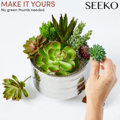 SEEKO Succulents Plants Artificial (14 Pack) - Premium Fake Succulents - Realistic Artificial
