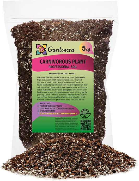Gardenera Professional Carnivorous Plant Soil - Ready to Use for Venus Flytraps, Sundews, Pitcher