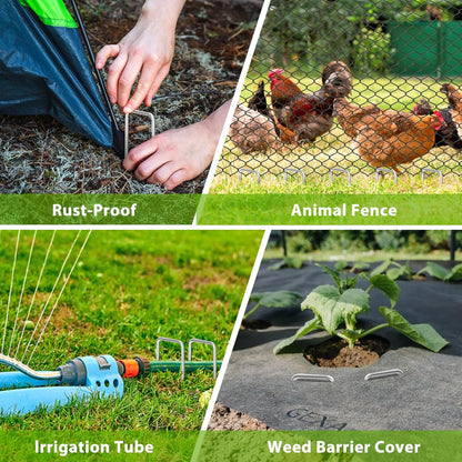 Landscape Staples 12 Inch, 25 Pack 8 Gauge Galvanized Garden Staples U-Shaped Landscape Stakes