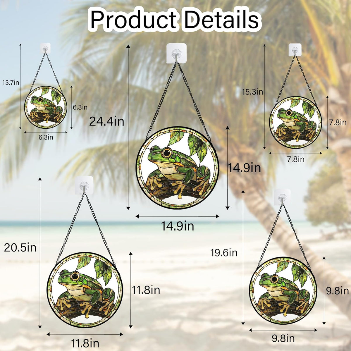 Stained Glass Window Hanging, Frog Green Leaf Sun Catchers Colorful Glass Panel Cool Suncatcher