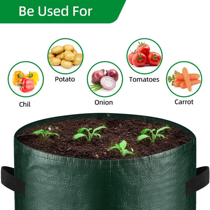 10 Gallon 8-Pack Grow Bags, Durable PE Fabric Pots with Flap and Handles, Green Planter Bags for