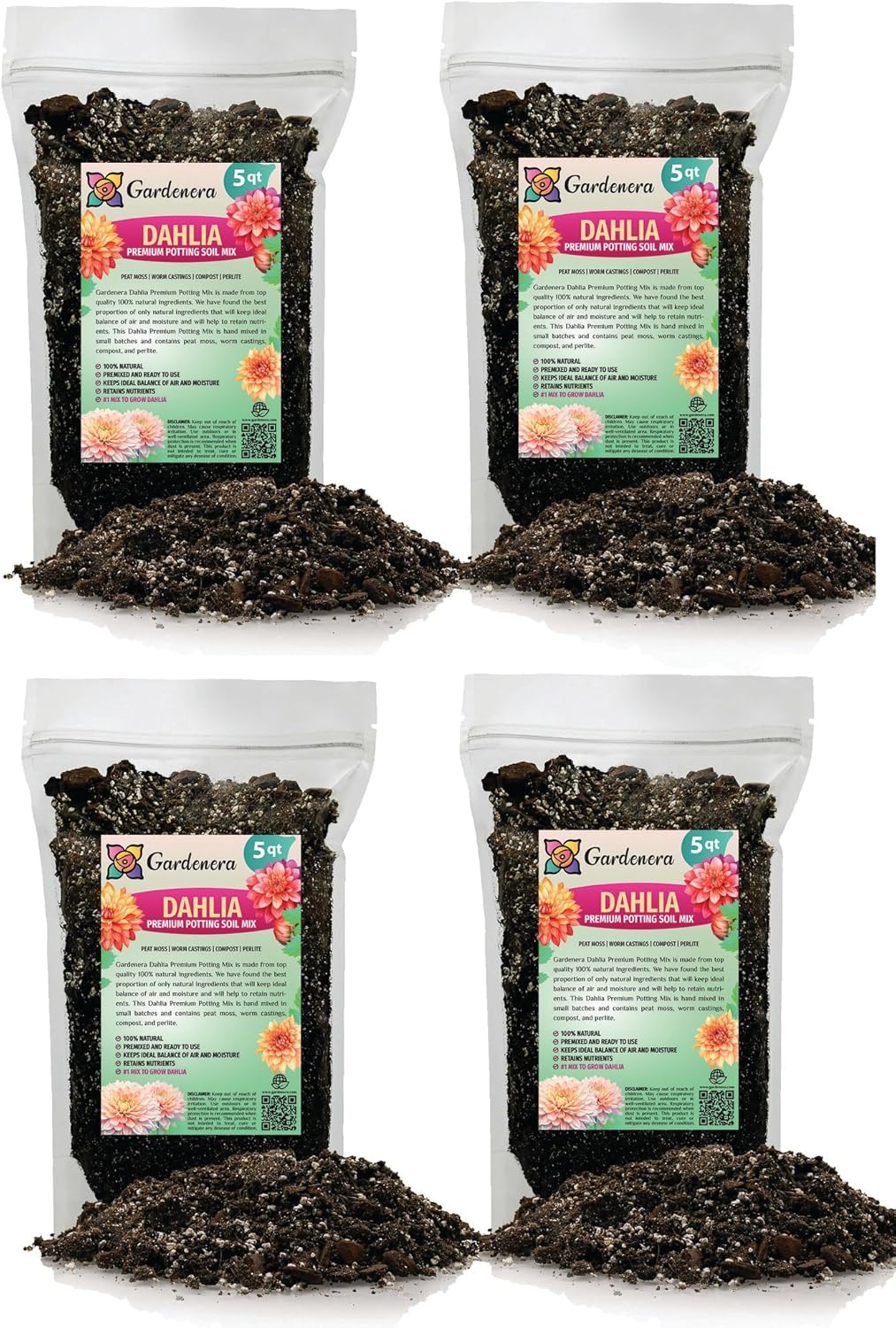 Gardenera Premium Dahlia Potting Soil Mix - Ideal for Growing Vibrant and Healthy Dahlias - 20 Quart