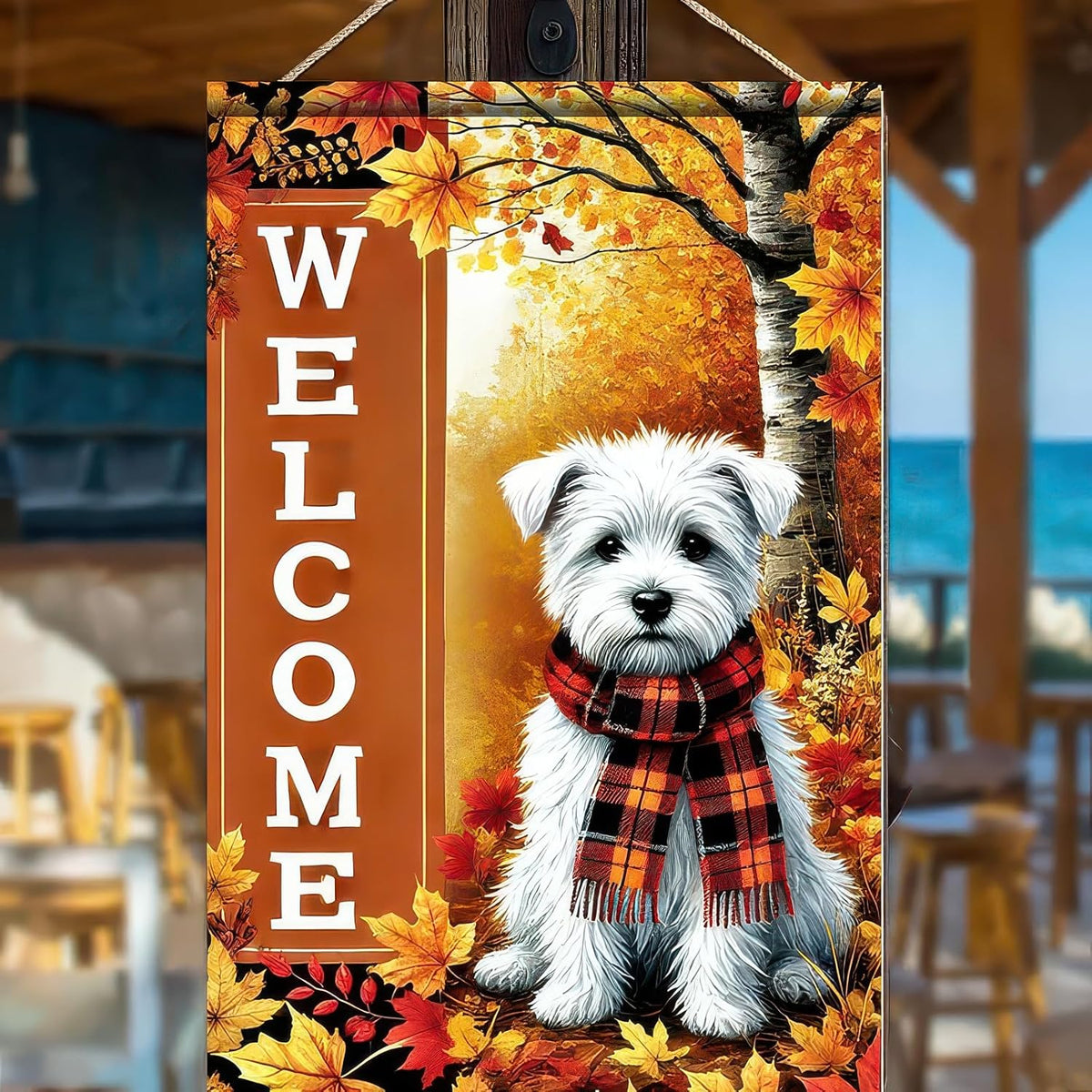 Thanksgiving Fall Garden Flag 12x18 Inch Welcome West Highland White Terrier Dog Outdoor Flag