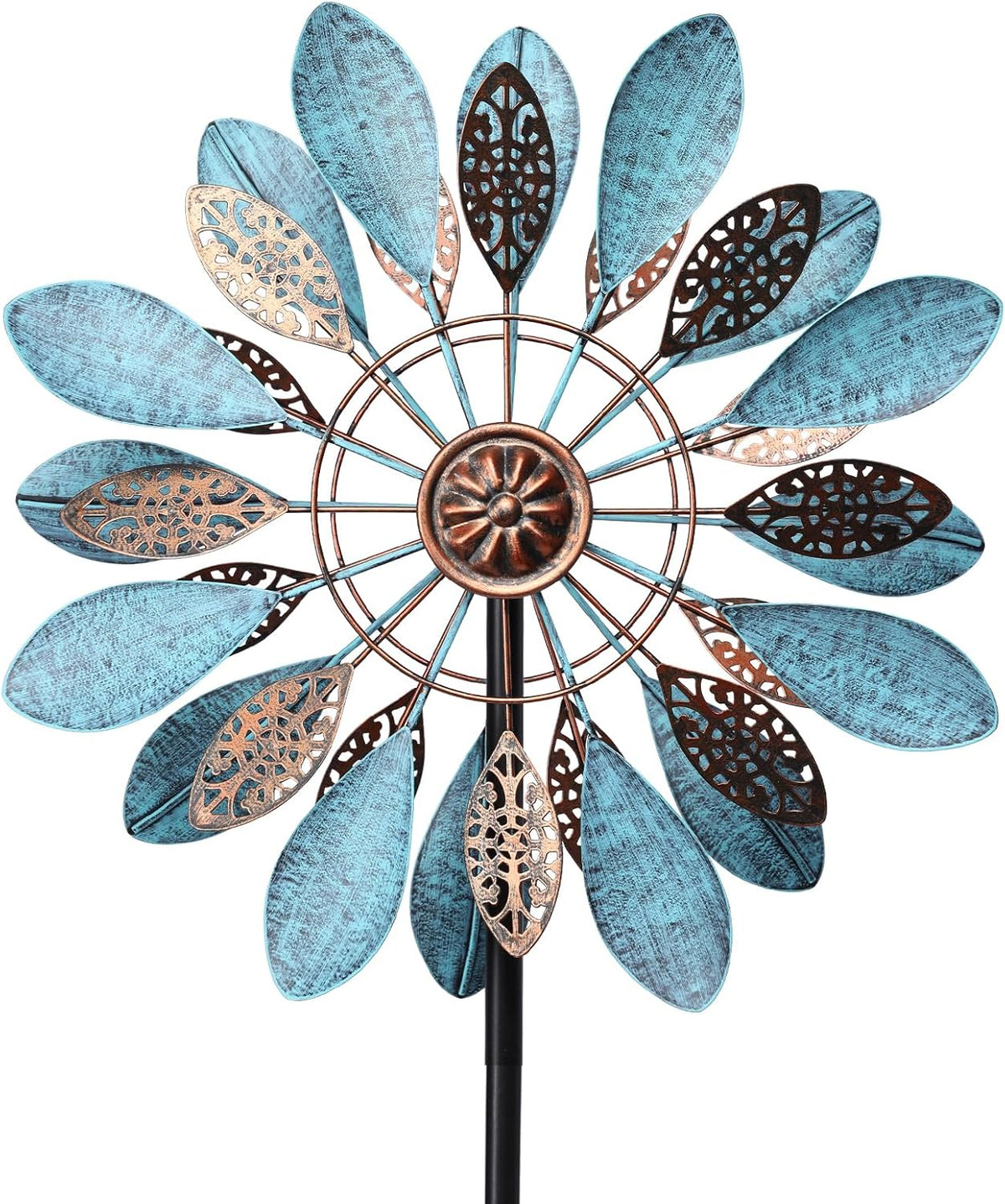 WONDER GARDEN Wind Spinners Outdoor - Metal Wind Spinner Windmill, 4.3 Ft Kinetic Wind Sculpture &
