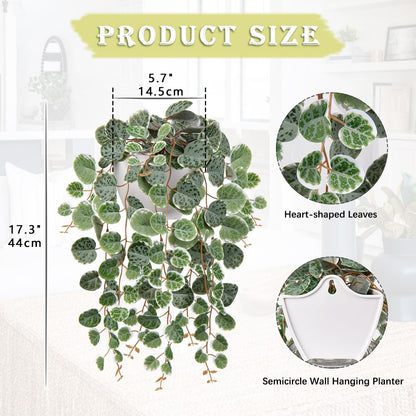 Briful Faux Hanging Plants Indoor 17'' Artificial String of Heart Plants with Semicircle Wall Mount