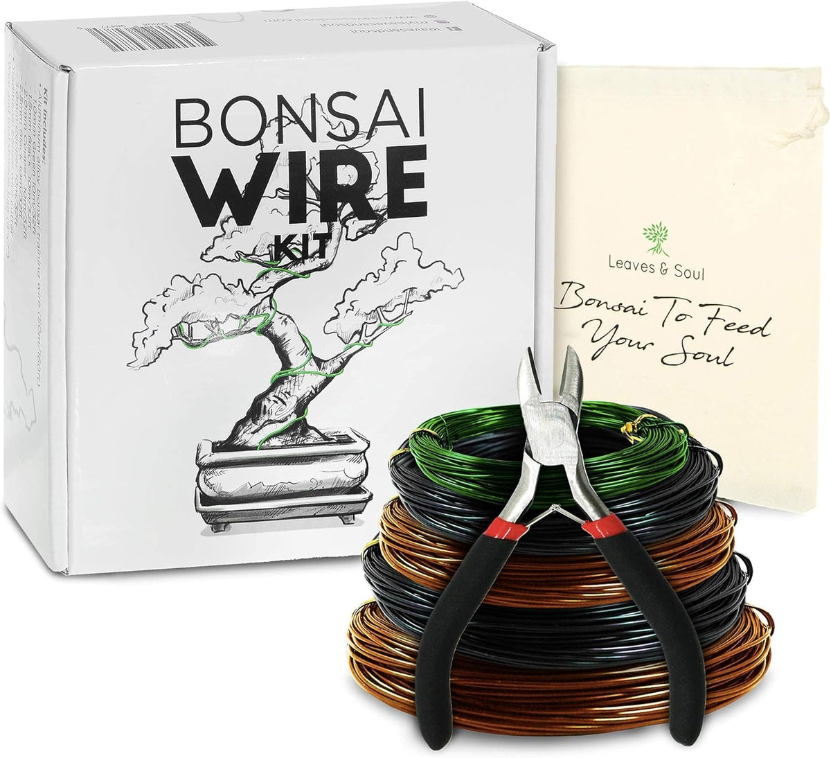 Complete Bonsai Set - Small Green Oval Bonsai Pot with Soil, Fertilizer Pellets, 160ft of Bonsai