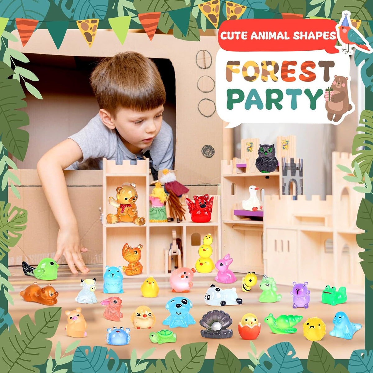 Luminous Mini Resin Animals 100 Pcs Glow in The Dark Resin Animals 100 Styles Miniature Fairy