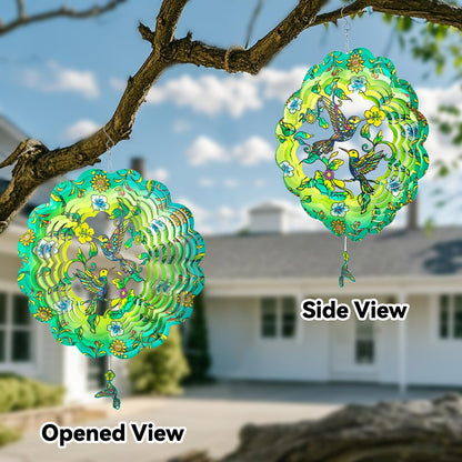 Wind Spinners,12 inch Hummingbird with 360° Swivel Hook for Yard and Garden, Bird Wind Catcher