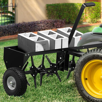 YITAMOTOR 48" Tow Plug Lawn Aerator with Universal Hitch,Black Painted Galvanized Steel with Tray