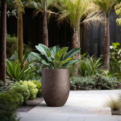 Kante 21.7" H Rusty Tall Planter, Large Outdoor Indoor Decorative Pot with Drainage Hole and Rubber