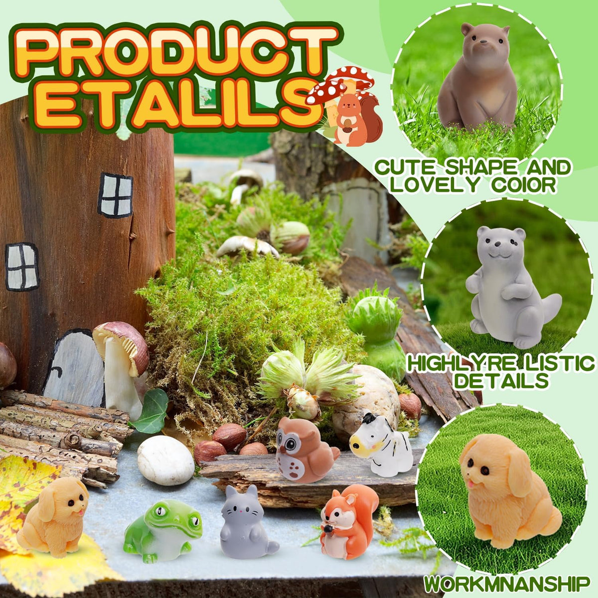 80 Pcs Mini Resin Animals 80 Styles Resin Animals Figurines Bulk for Fairy Garden Miniature
