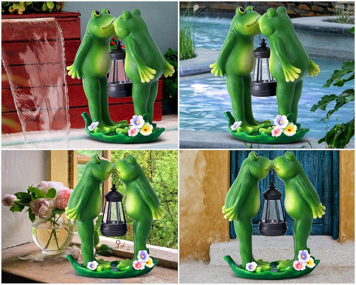 Solar Frogs Statue for Garden Decor Solar Lantern LED Outdoor Decoration Figurines for Porch