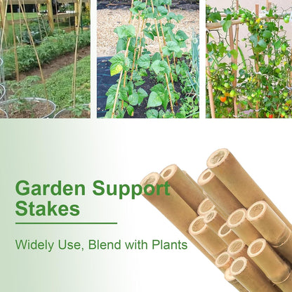 Bamboo Stakes 8FT, 8 Feet Natural Bamboo Plants Stakes, 1" D Thicker Heavy Duty Garden Stakes 10