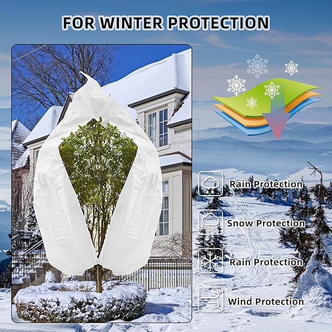 Rohuis Plant Covers Freeze Protection Winter, 2 Packs 95" Hx79 W 2.82oz Huge Tree Blankets Frost