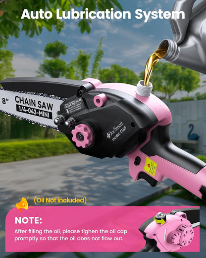 Mini Chainsaw Cordless, 8 inch & 6 inch Electric Chain Saw with 2 Pack Rechargeable Batteries