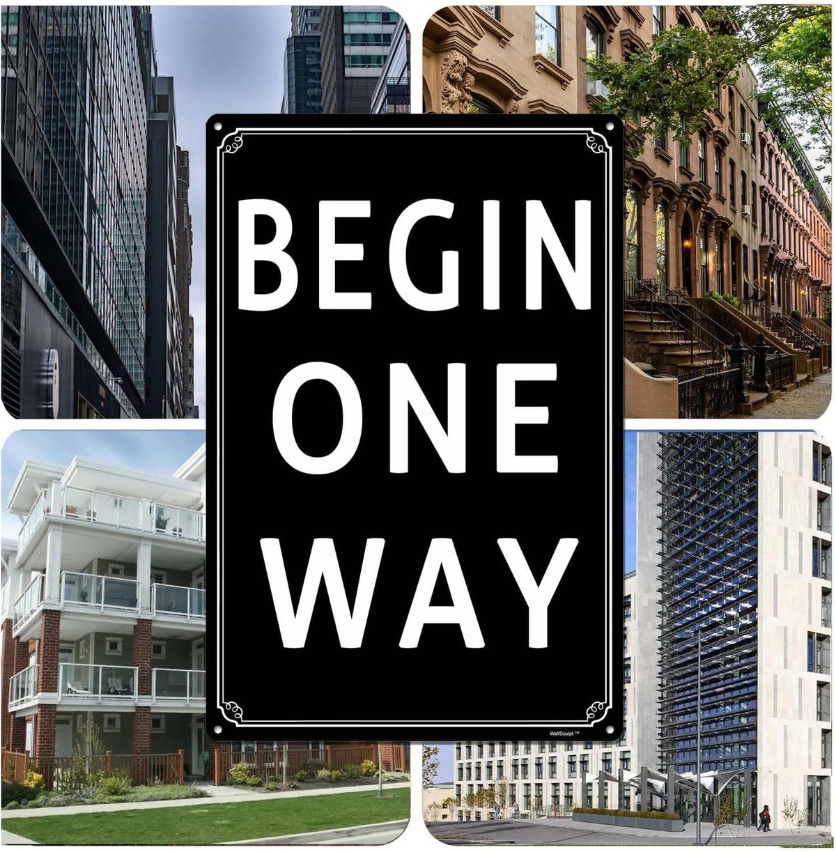 8x12" Begin One Way Parking Lot Sign - High-Intensity Grade Aluminum, Weatherproof &