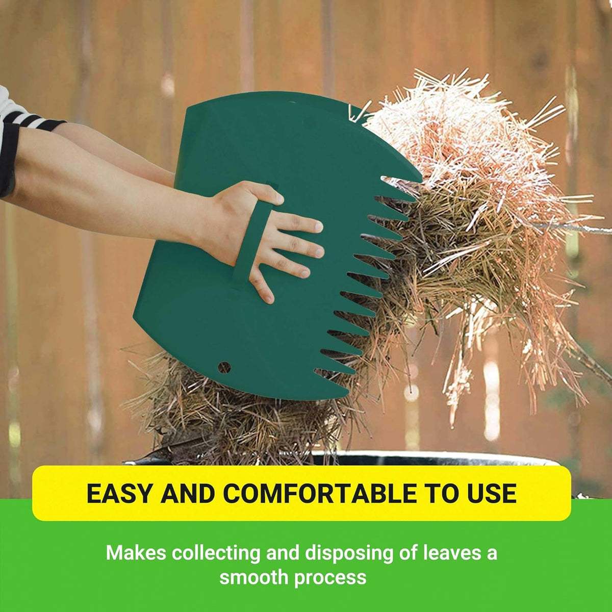 GardenHOME Leaf Scoops Hand Rakes, Large Leaf Grabbers for Yard Work and Garden Use, Clear and