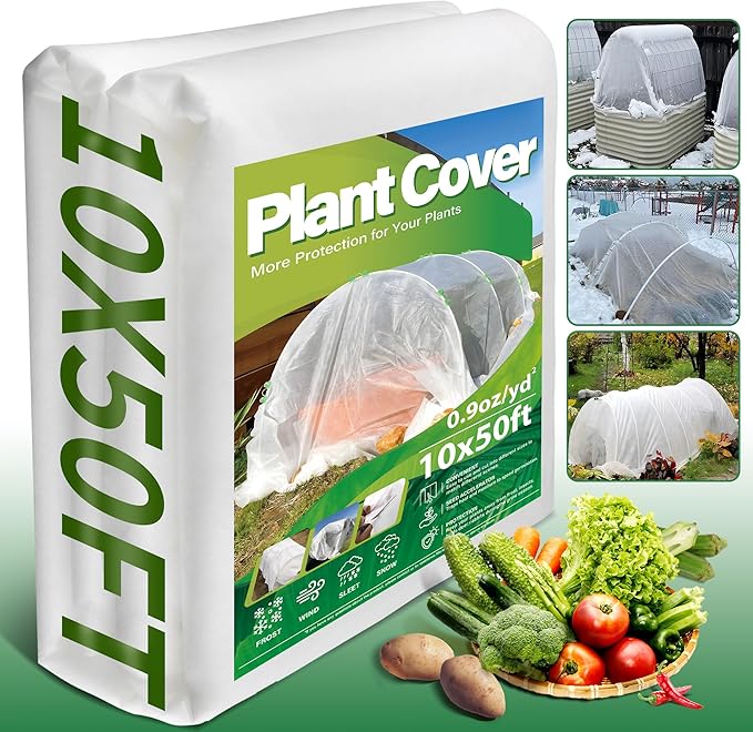 Avalution Plant Covers Freeze Protection, 10x50 FT Frost Cloths for Outdoor Plants, 0.9 oz/yd²
