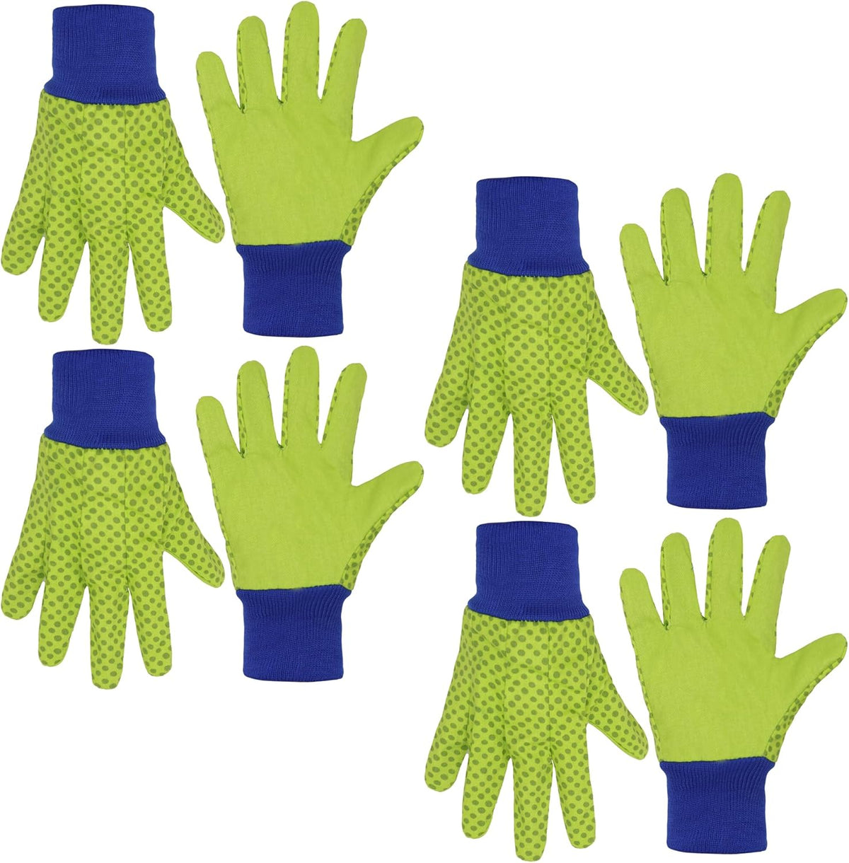 HANDLANDY 4 Pairs Kids Gardening Gloves, Girls Boys Children Garden Work Play Gloves (Green Dot