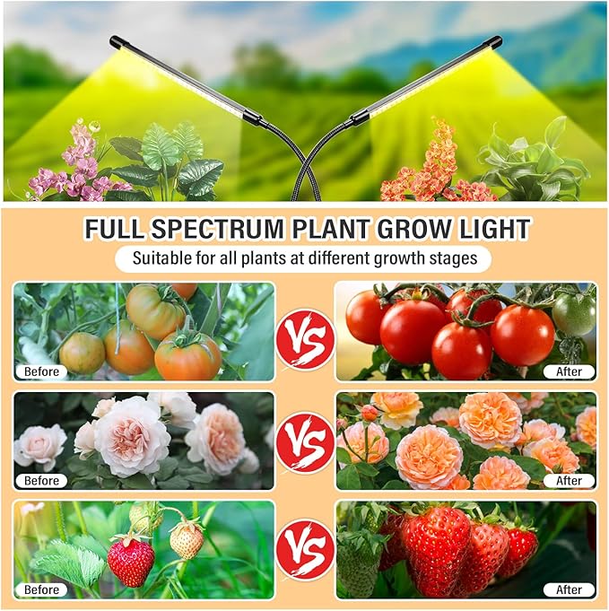bseah Grow Light Plant Light Indoor Plants, Full Spectrum Clip Plant Growing Lamp, 10-Level