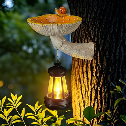 Mushroom with Snail and Lantern Cute Solar Statue Light Garden Decoration Resin Decoration Painted