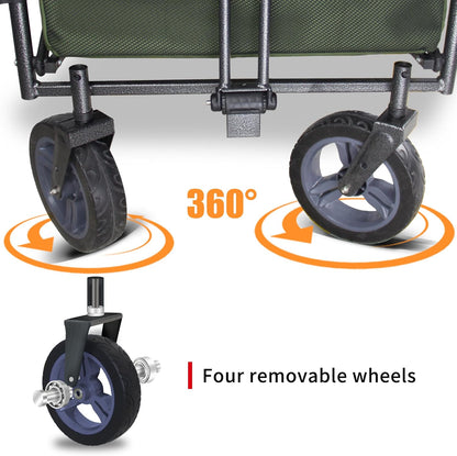Collapsible Foldable Wagon Cart with Quick-Release Wheels & 2 Seats - Heavy-Duty Utility Wagon