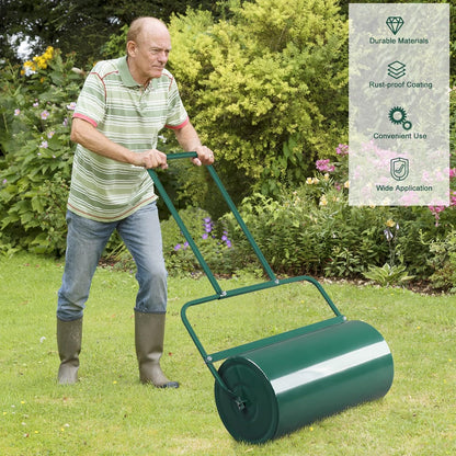Outvita Lawn Roller, 13 Gallons Water and Sand Filled Garden Drum Roller with U Shaped Handle Tow