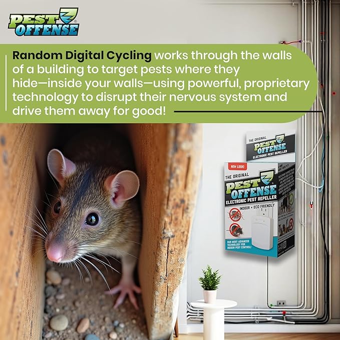 2025 Upgraded PEST OFFENSE New Look Electronic Pest Repeller for Indoor Pest Control of Mice, Rats