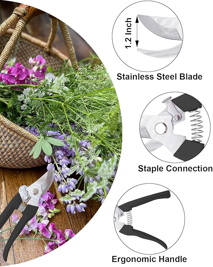 Pruning Shears for Gardening, 1 Pack Garden Scissors for Cutting Fresh Flowers, Floral Clippers for