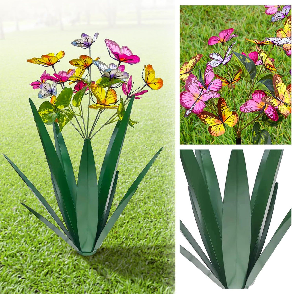 TOMBABY Garden Outdoor Butterfly Enlarge Thickened Wind Resistant Metal Agave Garden Art Metal