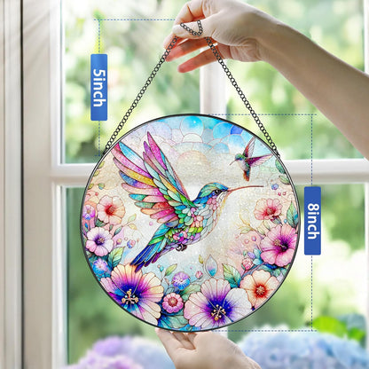 Stained Glass Window Hanging, Pauyadu Hummingbird Sun Catchers, Stained Glass Suncatcher