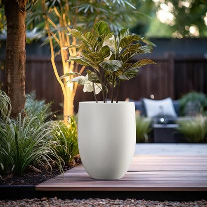 Kante 21.7" H Pure White Concrete Tall Planter, Large Outdoor Indoor Decorative Pot with Drainage
