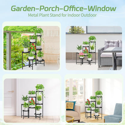 iDavosic.ly Plant Stand Indoor Outdoor, 7 Tier Corner Metal Flower Display Holder Shelf, Folding