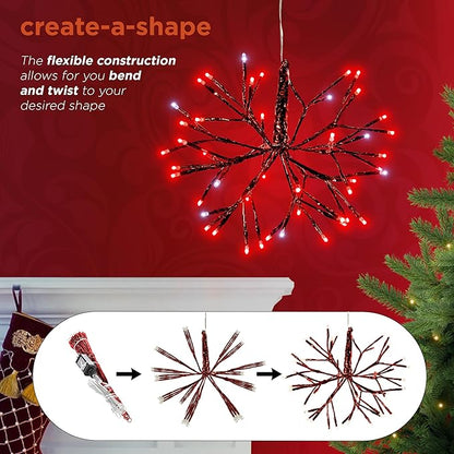 Alpine Corporation 16" Indoor Holiday 3D Snowflake Hanging Ornament with LED Lights, Red