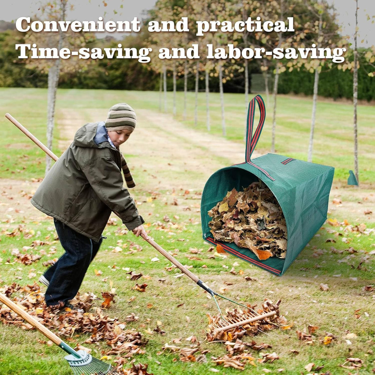 4-Pack leaf collectors,Large Yard Dustpan-Type 53-Gallon Garden Bag for Collecting Leaves，Reuseable