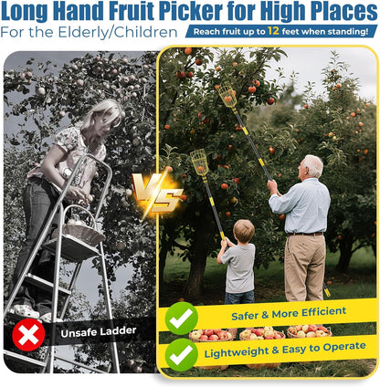 Fruit Picker Pole Tool – Ladder-Free Harvesting Aid, Safe for Elderly and Children, Durable