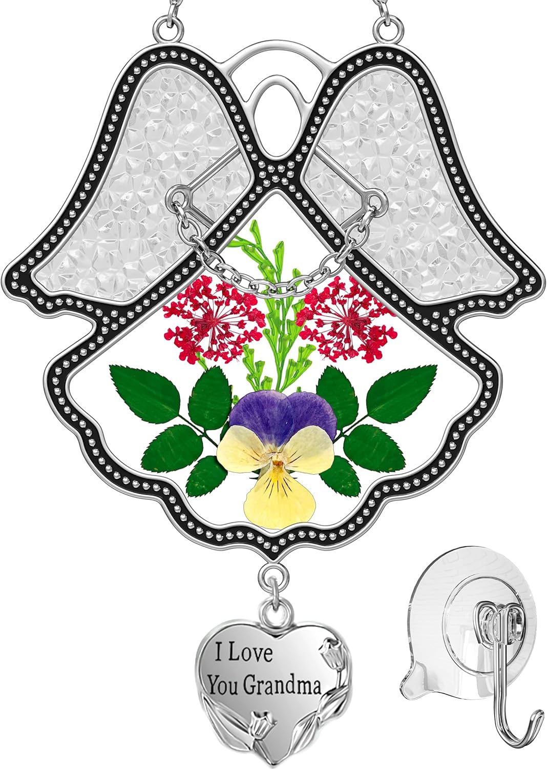 KY&BOSAM Gifts for Nana I Love You Grandma Angel Suncatcher Stained Glass Suncatchers for Window