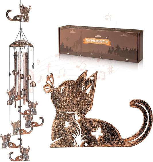Cat Wind Chimes for Outside,Gardening Gifts for cat Lover，Women，Men，Mom，Birthday Party