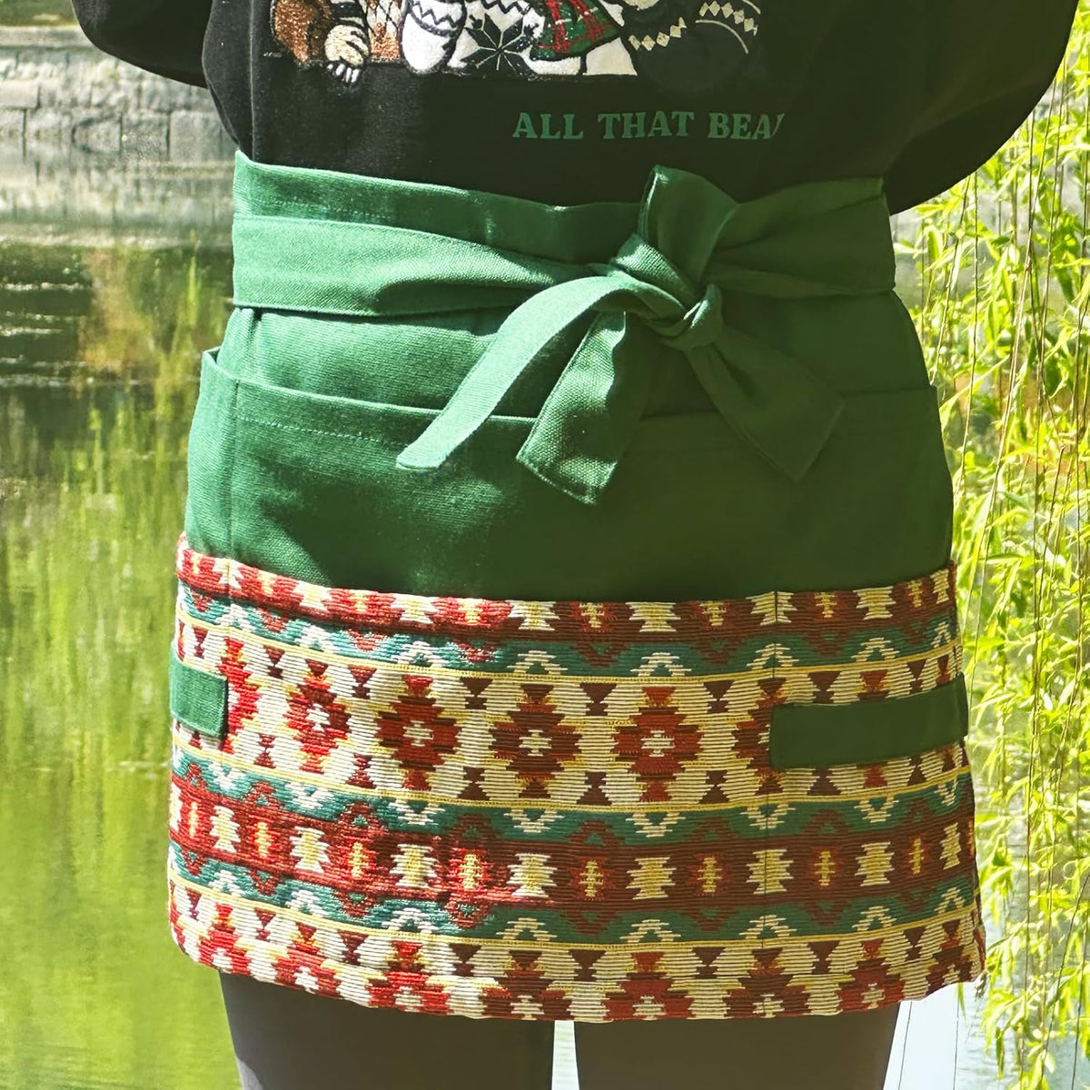 Garden Apron for Woman, Serve Apron Cute, Flora Half Apron with 8 Pockets, Valentines Gift for Mom