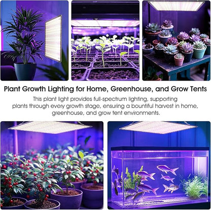 2 Pack LED Grow Light Panel 200W Lamp for Indoor Plants, Sun Like with White Blue Red UV IR LEDs