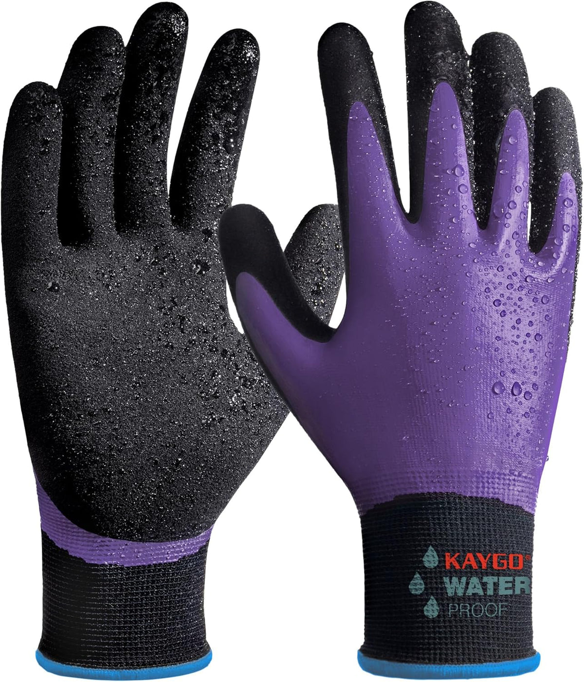KAYGO Waterproof Work Gloves for Men and Women, Rubber Coated Non-slip Working Gloves for Garden