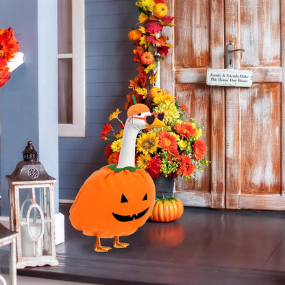 Hysagtek Halloween Porch Goose Outfits - Yard Goose Outfits Pumpkin Costume with Glasses Fall