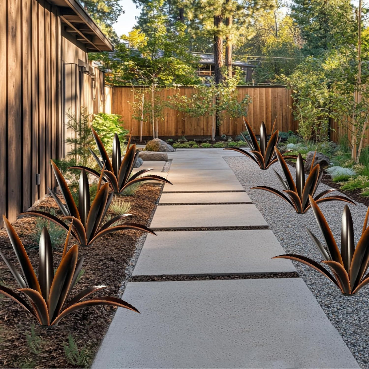 TOMBABY Enlarge Thickened Wind Resistant Metal Agave Garden Art Plant Country Garden Sculpture