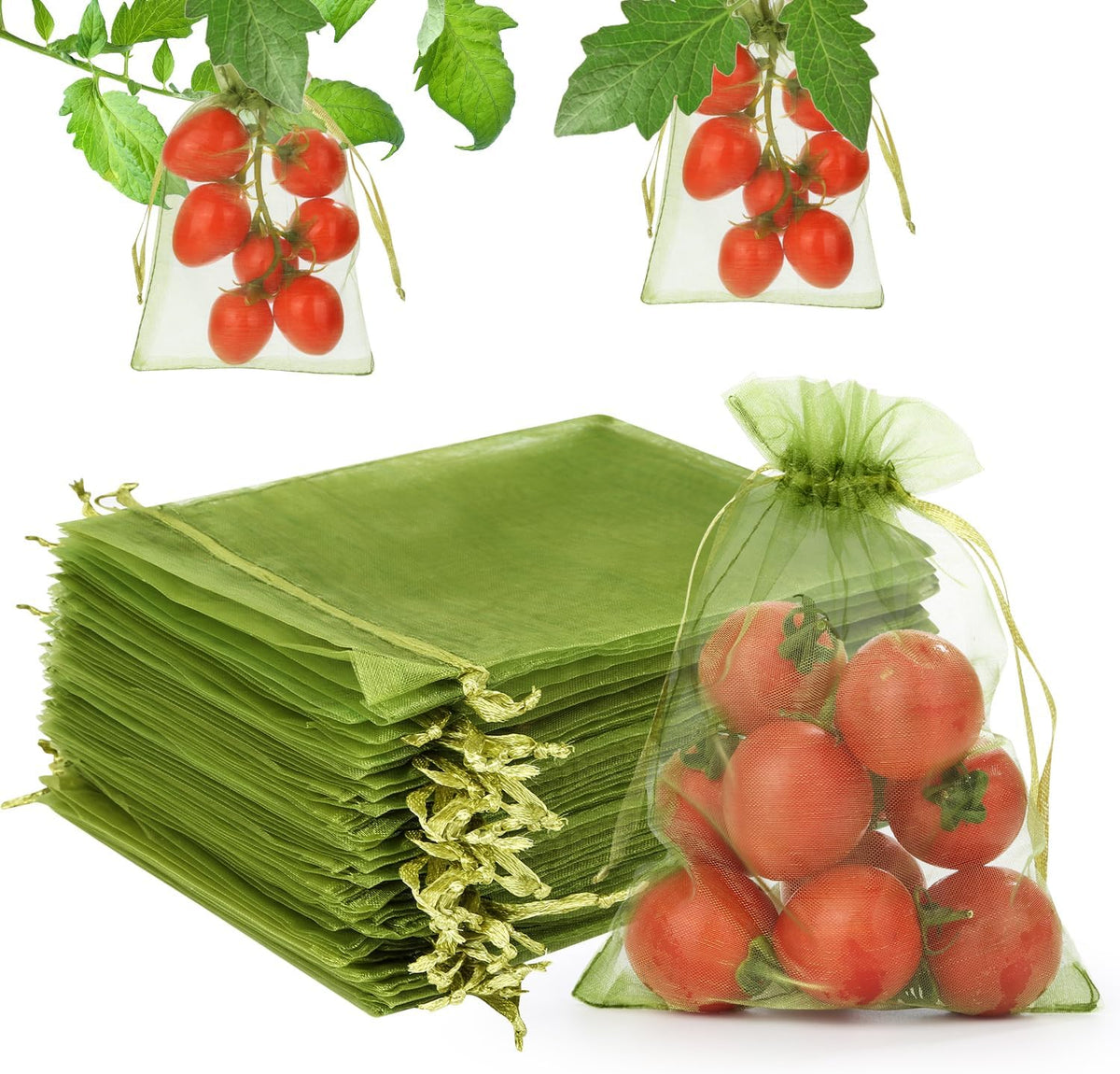 100Pcs Fruit Protection Bags, 4×6inch Fruit Netting Bags for Fruit Trees, Green Fruit Netting Cover