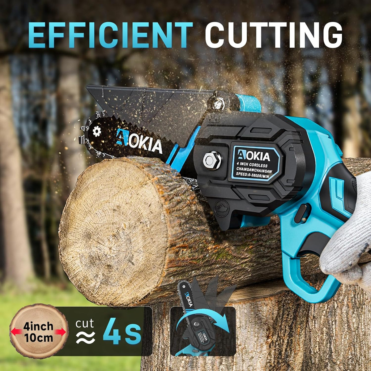 Cordless Mini Chainsaw 21V,4In Electric Chainsaw,Handheld & Portable Power Chain Saw for Tree
