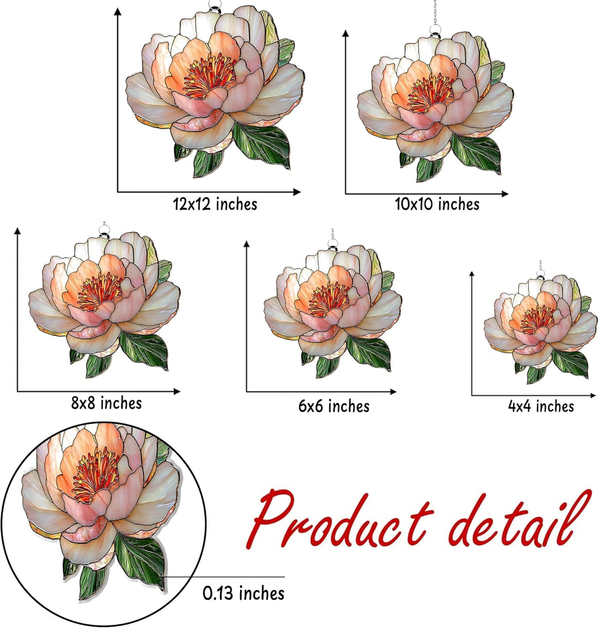 Peony November Birth Flower Acrylic Suncatcher Stained Glass Effect Window Car Hanging Christmas