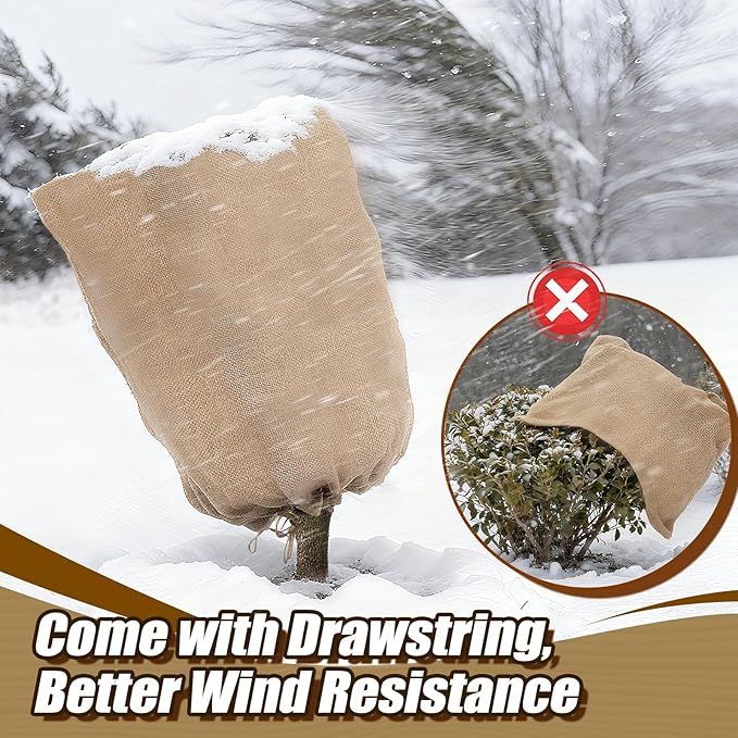 ANPHSIN Burlap Plant Covers Freeze Protection for Patio Winterizing - 2pcs 24"×40" Winter Frost